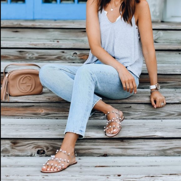 SCHUTZ Embellished Clear Strap Sandals - Picture 3 of 5